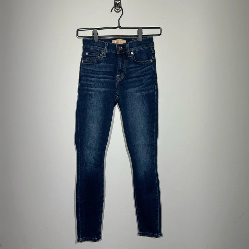 7 for all Mankind (b)air Ankle Skinny Jeans Womens Size 24 Dark Blue Denim